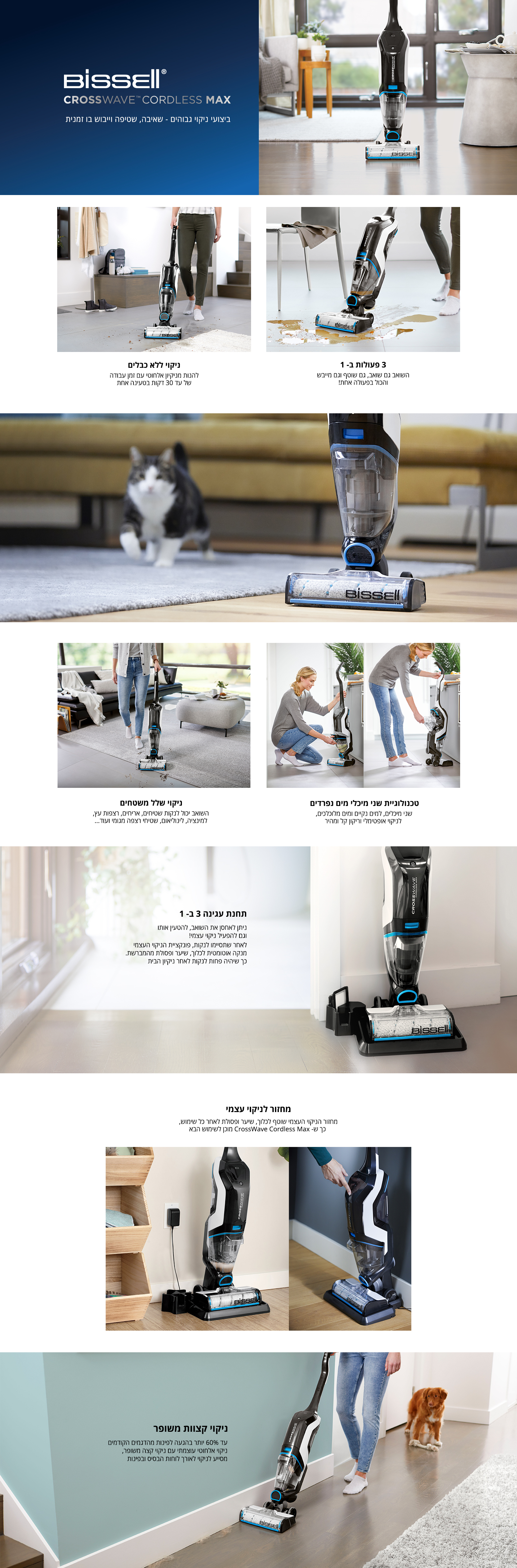 CROSSWAVE CORDLESS MAX 2765N שואב אבק ושוטף רצפות אלחוטי